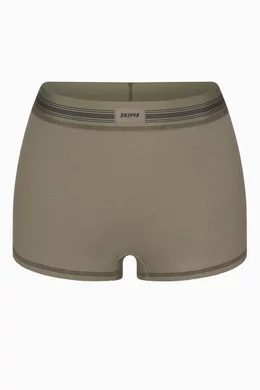 Buy SKIMS Green Boy Shorts in Cotton Rib for Women in Bahrain