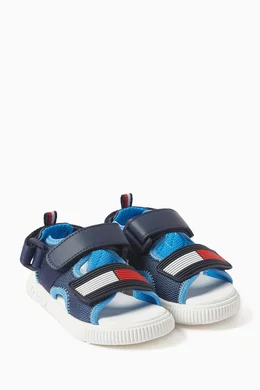 Buy Tommy Hilfiger Blue Sunny Velcro Sandals in Mesh Faux