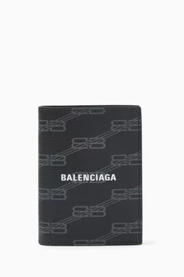 Buy Balenciaga Black Signature Vertical Bifold Wallet in BB