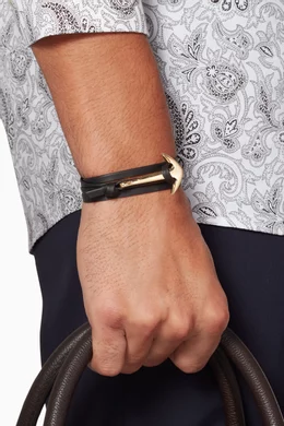 Buy Miansai Black Black Leather Anchor Bracelet For Men Online Ounass Bahrain