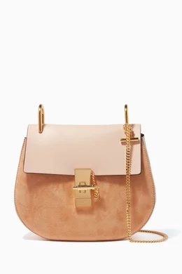 Buy Chloe Pink Cement Pink Small Drew Suede Shoulder Bag For Women Online Ounass Bahrain