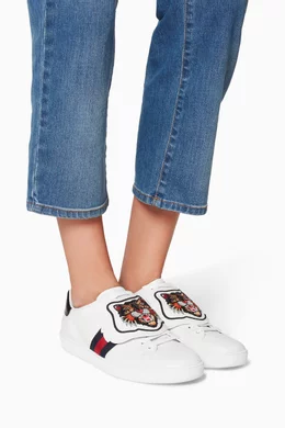 Buy Gucci White White Ace Embroidered Angry Cat Leather Sneakers For Women Online Ounass Bahrain