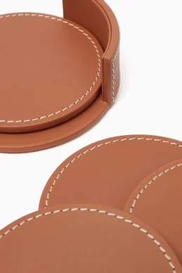 Buy Ralph Lauren Home Multicolour Wyatt Coasters in Leather Stainless Steel Set of 4 For Men Online Ounass Bahrain