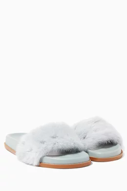 Buy Valentino Garavani Blue Valentino Garavani Mink Fur Rockstud Slides For Women Online Ounass Bahrain