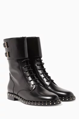 Buy Valentino Garavani Black Black Valentino Soul Rockstud Biker Boots For Women Online Ounass Bahrain