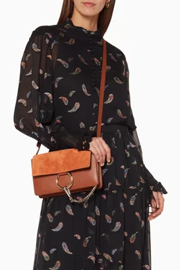 Buy Chloe Brown Classic Tobacco Small Faye Suede Shoulder Bag For Women Online Ounass Bahrain
