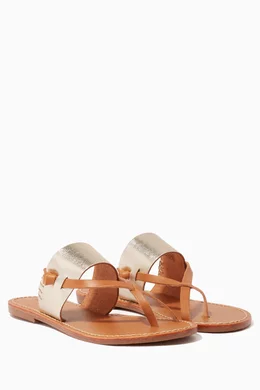 Buy Soludos Silver Metallic Slotted Leather Thong Sandals For Women Online Ounass Bahrain