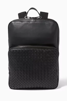 Buy Bottega Veneta Black Black Intrecciato Leather Backpack For Men Online Ounass Bahrain