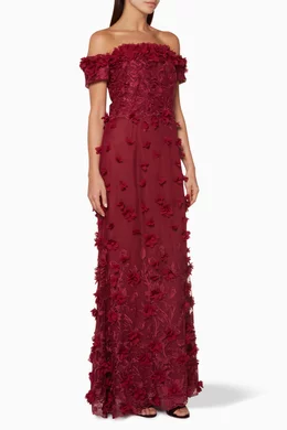 Marchesa notte red floral lace dress 2025