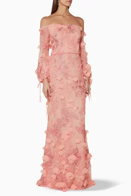 Marchesa notte 3d embroidered gown clearance