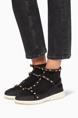 Buy Valentino Garavani Black Valentino Garavani Rockstud Bodytech Sneakers For Women Online Ounass Bahrain