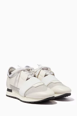 Buy Balenciaga Silver Silver White Lurex Race Runner Sneakers For Women Online Ounass Bahrain