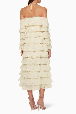 knee length dresses for ladies Zimmermann Painted Heart Folds Dress (For Hire)  EKOLUV