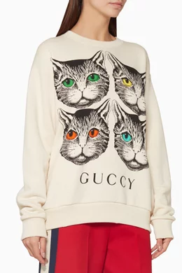 Buy Gucci Multicolour Ivory Mystic Cat Printed Sweatshirt For Women Online Ounass Bahrain