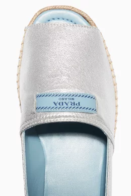 Buy Prada Silver Silver Open Toe Espadrille Sandals For Women Online Ounass Bahrain