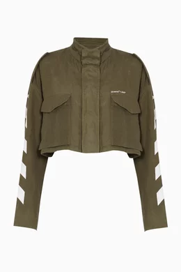 Khaki green cropped jacket deals