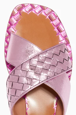 Buy Bottega Veneta Pink Metallic Pink Criss Cross Ravello Sandals For Women Online Ounass Bahrain