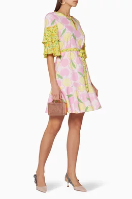 Buy Boutique Moschino Multicolour Pink Yellow Lemon Print Ruffled Dress For Women Online Ounass Bahrain