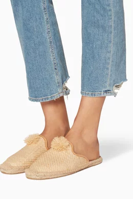 Buy Soludos Neutral Beige Woven Raffia Mules For Women Online Ounass Bahrain