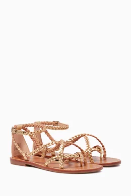 Buy Soludos Gold Metallic Gold Amalfi Braided Sandals For Women Online Ounass Bahrain