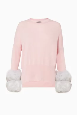 Buy Izaak Azanei Pink Pink Fur Cuff Sweater For Women Online Ounass Bahrain