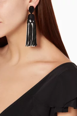 Buy Oscar de la Renta Black Black Two Tone Tassel Earrings For Women Online Ounass Bahrain
