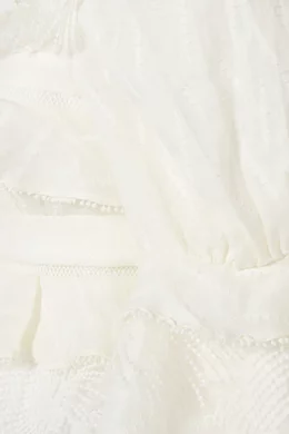 Buy Acler Neutral Ivory Embroidered Basque Ruffle Top For Women Online Ounass Bahrain