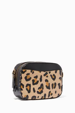 Coach leopard camera bag best sale