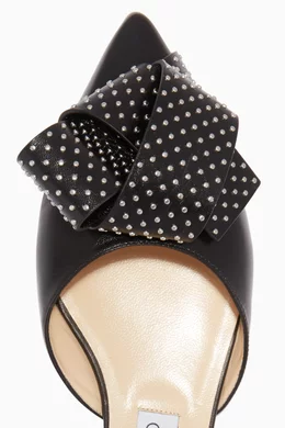 Buy Jimmy Choo Silver Black Silver Studded Bow Gretchen Flat For Women Online Ounass Bahrain