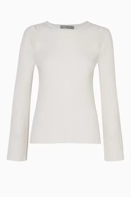 Buy Vince White Off White Shoulder Slit Cashmere Sweater For Women Online Ounass Bahrain