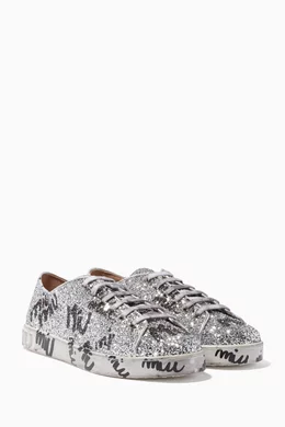 Miu miu silver glitter sneakers top