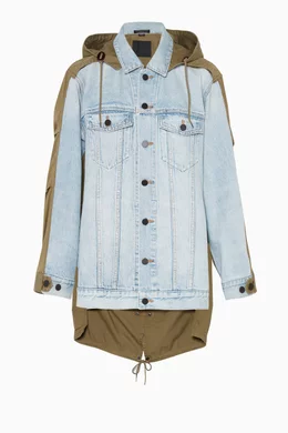 Buy Alexander Wang Green Army Green Daze Mix Oversized Denim Jacket For Women Online Ounass Bahrain
