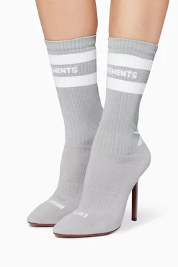 Buy Vetements Grey Vetements X Reebok Grey Reflective Sock Boots For Women Online Ounass Bahrain