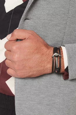 Buy Miansai Black Anchor Leather Bracelet For Men Online Ounass Bahrain