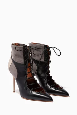 Buy Malone Souliers Black Black Grey Montana Lace Up Booties For Women Online Ounass Bahrain