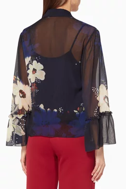 Buy See By Chloe Multicolour Navy Floral Print Sheer Shirt For Women Online Ounass Bahrain