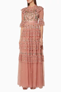 Buy Needle Thread Pink Vintage Rose Embroidered Paradise Gown For Women Online Ounass Bahrain