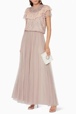 Needle & thread dotted tulle maxi skirt clearance