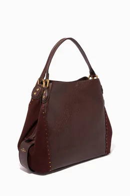 Coach edie 42 rivet leather & suede shoulder bag shop