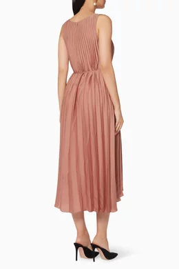 Vince chevron pleated midi dress outlet