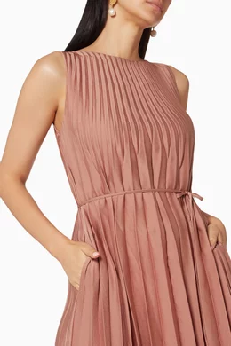 Buy Vince Pink Vintage Rose Chevron Pleated Midi Dress For Women Online Ounass Bahrain