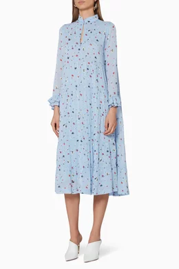 Ganni dainty georgette dress blue cheap