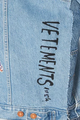 Buy Vetements Blue Light Blue Tribal Sticker Oversized Denim Jacket For Women Online Ounass Bahrain