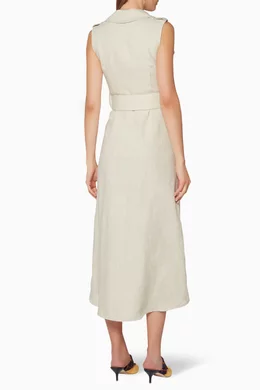 Buy Shona Joy Neutral Beige Linen Atticus Trench Midi Dress For Women Online Ounass Bahrain