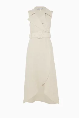 Buy Shona Joy Neutral Beige Linen Atticus Trench Midi Dress For Women Online Ounass Bahrain