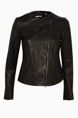 Vince cross front leather jacket black outlet
