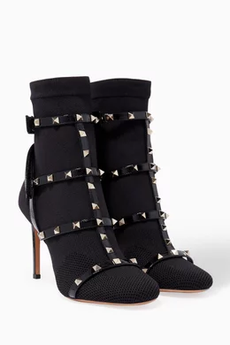 Buy Valentino Garavani Black Black Rockstud Bodytech Knit Booties For Women Online Ounass Bahrain