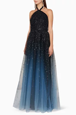 Marchesa notte strapless ombre gown shop