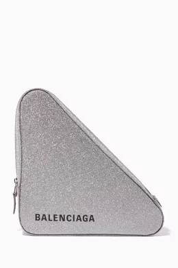 Buy Balenciaga Silver Silver Triangle Pouchette Clutch Bag For Women Online Ounass Bahrain
