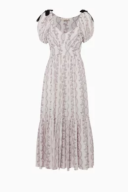 Buy LoveShackFancy White White Floral Print Angie Dress For Women Online Ounass Bahrain